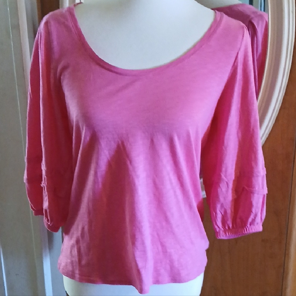 Sonoma Pink Puff Sleeve Blouse with Relaxed Fit